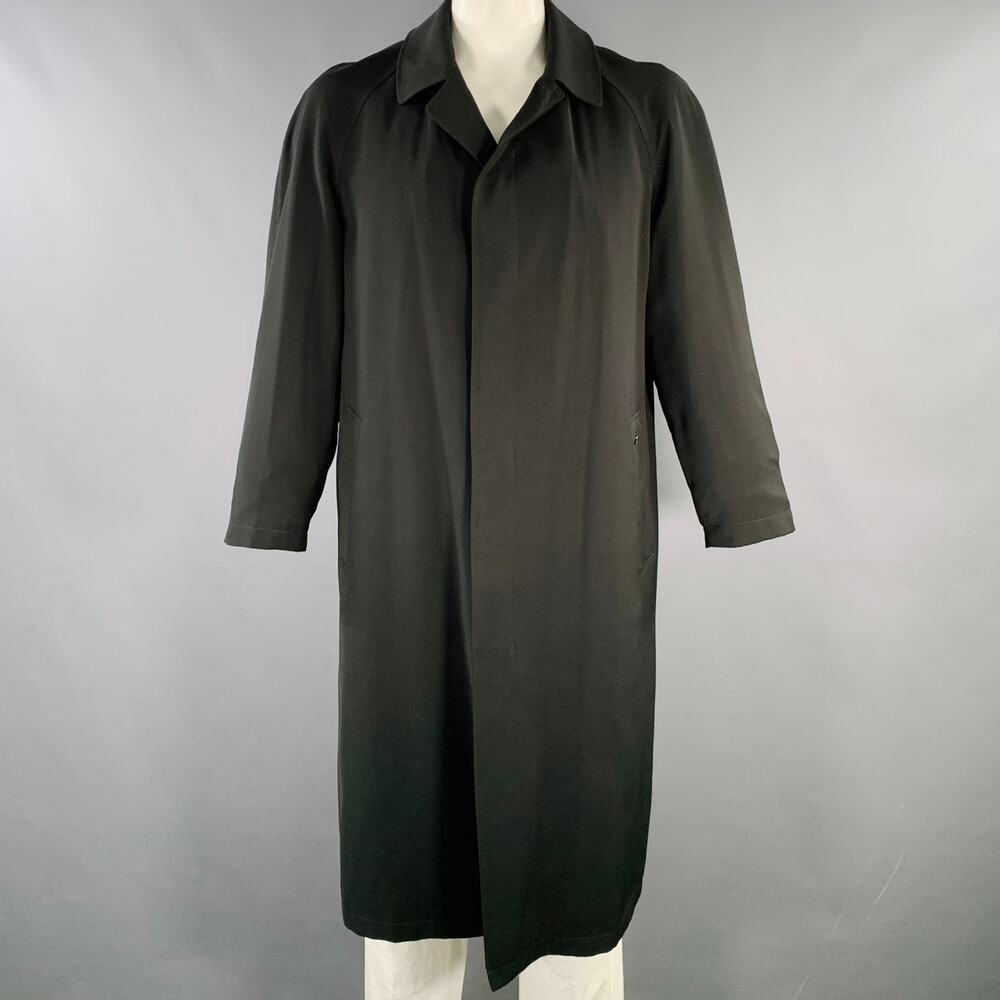SANYO Size L Black Polyester Hidden Buttons Coat